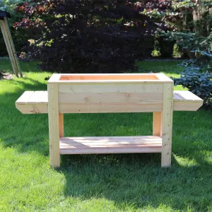 Ron Larch timber planter with side shelves and bottom shelf 400x800mm