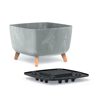 Low Planter Flower Pot with Legs Insert Square Decorative Indoor Outdoor Concrete Small