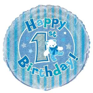 Unique Party Prism 1st Birthday Foil Balloon Blue (One Size)