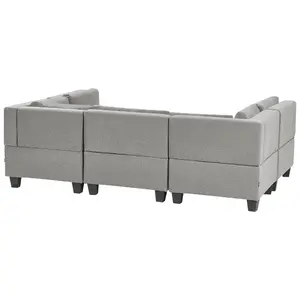 5-Seater Modular Fabric Sofa Light Grey UNSTAD