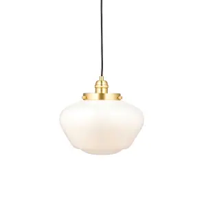 Luminosa Finale Pendant Ceiling Light Brass Plate & Opal Glass