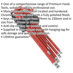 11-Piece Extra-Long Ball-End Hex Key Set with Anti-Slip Grip