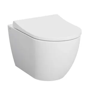 VitrA Koa White Slim Wall hung Round Toilet set with Soft close seat & Embedded cistern & frame