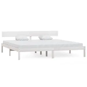 Berkfield Bed Frame White Solid Wood Pine 200x200 cm