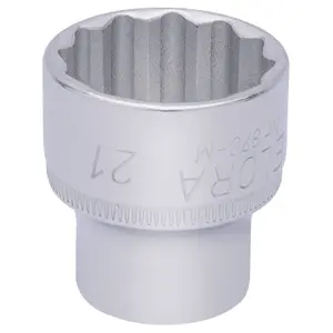 Draper Elora Bi-Hexagon Socket, 3/8" Sq. Dr., 21mm 25979