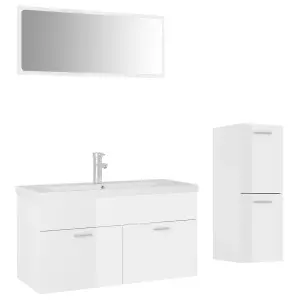 Berkfield Bathroom Furniture Set High Gloss White Engineered Wood