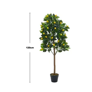 Lemon Tree Artificial Plant Fruit Tree with Realistic Lemon in Black Pot 120 cm