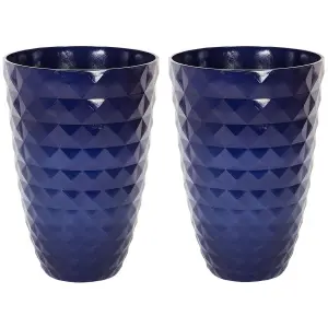 Set of 2 Plant Pots 35 cm Navy Blue FERIZA