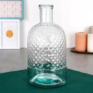 URBNLIVING 24cm Height Bottle Glass Honeycomb Design Flowers Arrangements Vase