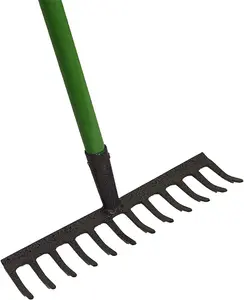 12 Teeth Garden Rake Lawn Heavy Duty Strong PVC Grip Handle 120cm Soil Leaf Metal Raker Carbon Steel