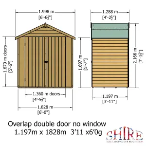 Shire 4x6 Overlap Double Door No windows Garden Shed