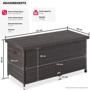 Storage Box Kiruna - rattan garden furniture cushion storage 120 x 55 x 61.5 cm - brown