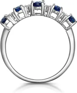 1.85Ct Sapphire And Lab Diamond Eternity Ring 9Kw Gold Asteria