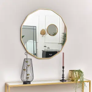 Melody Maison Large Round Gold Scalloped Wall Mirror 90cm x 90cm