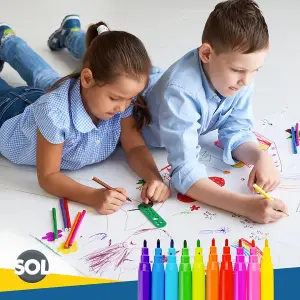 50 Felt Tips Colouring Pens for Adults & Kids - Felt Tip Pens for Children - Drawing Coloured Pens Felt Pens, Colouring Pens