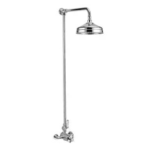 ENKI Trafalgar Chrome Traditional Angled Brass Thermostatic Rain Shower Set 200mm