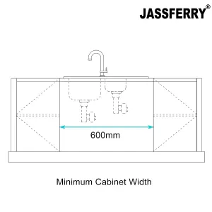 JASSFERRY Stainless Steel Kitchen Sink 1.5 One Half Welding Bowl Reversible Drainer