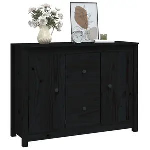 Torres 100Cm 2 Drawer Solid Wood Highboard Black