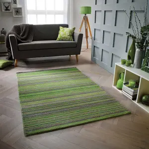 Melrose Mubai Stripe Wool Made Green Area Rug 200/285cm