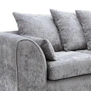 Harriet Crushed Chenille Right Facing Corner Sofa in Light Grey