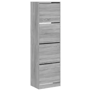 Berkfield Shoe Cabinet with 4 Flip-Drawers Grey Sonoma 60x42x204 cm