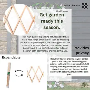 3ft x 6ft Expanding Wooden Garden Trellis Home and Garden Decorations Robust Climbing Plant & Vegetable Support