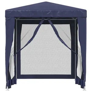 Berkfield Party Tent with 4 Mesh Sidewalls Blue 2x2 m HDPE