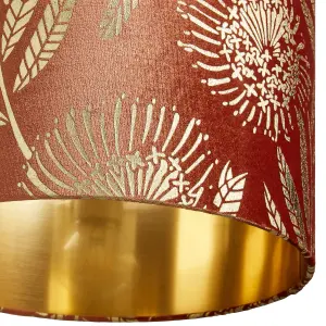 The Lighting Edit Varuna Orange Velvet effect Floral Light shade (D)30cm