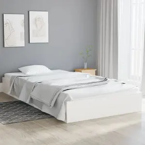 Berkfield Bed Frame White Solid Wood 100x200 cm