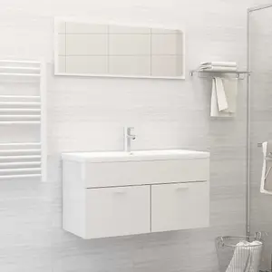 Berkfield Bathroom Furniture Set High Gloss White Engineered Wood