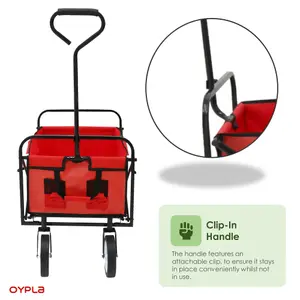 Oypla Red Heavy Duty Foldable Garden Festival Trolley Folding Cart Wagon Truck Wheelbarrow