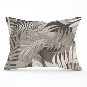 Grey Brown Tropical Leaves Cushions 33cm x 48cm