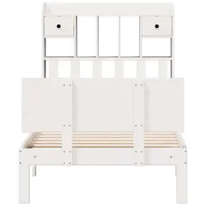 Berkfield Bookcase Bed without Mattress White 100x200cm Solid Wood Pine