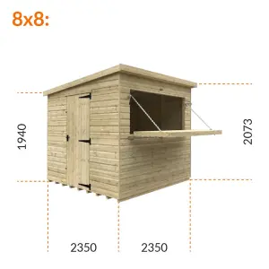 8ft x 8ft (2350mm x 2350mm) Horsforth Elite Pressure Treated Shiplap Pent Bar Shed