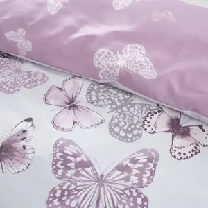 Catherine Lansfield Bedding Scatter Butterfly Duvet Cover Set with Pillowcases Heather