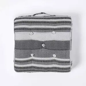 Homescapes Morocco Striped Cotton Floor Cushion Grey