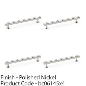 4 PACK - Straight Square Bar Pull Handle Polished Nickel 192mm Centres SOLID BRASS Drawer