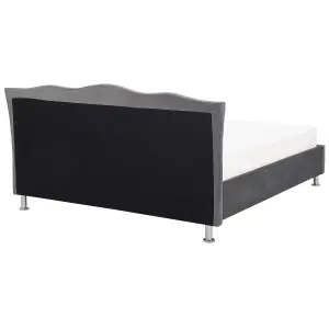 Velvet EU King Size Ottoman Bed Dark Grey METZ