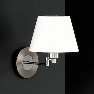 Navigare Conneticut Matt Nickel/Chrome Wall Light A Classic Style Shade Sits On A Delightful Adjustable Chrome And Nickel Fitting