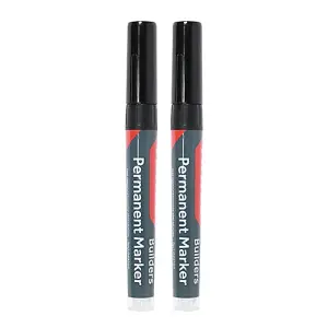 TIMCO Builders Permanent Markers Twin Pack Chisel & Fine Tip Black - Mixed