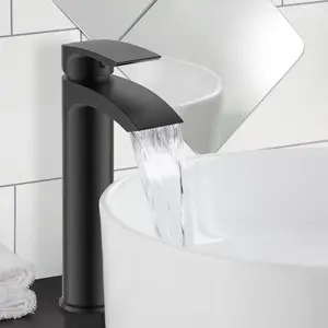 Nes Home Vigan Bathroom Basin Mixer Tall Tap & Waste Matte Black