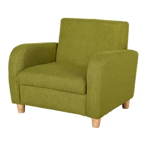 HOMCOM Linen Child Armchair Wood Frame w/ Padding Seat Low-Rise Bedroom Green