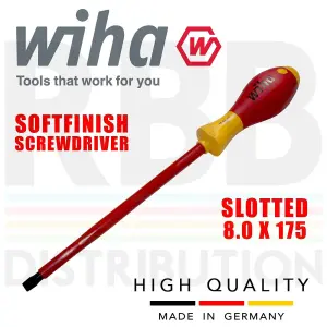 Wiha Slotted Screwdriver 8mm 1000v VDE Electrician Flat Head SoftFinish 00831