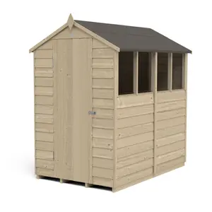 Forest Garden 6x4 ft Apex Wooden Shed with floor & 4 windows (Base included)