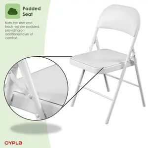 Oypla Heavy Duty White Padded Folding Metal Desk Office Chair Seat