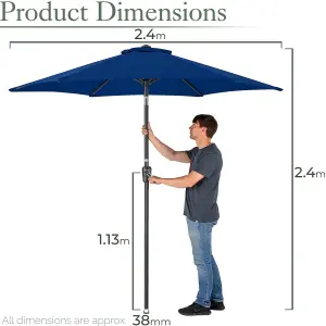 2.4m Crank and Tilt Parasol - Navy