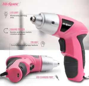 Hi-Spec Pink 20pc Home DIY Tool Kit. Complete Household Hand Tools. All Essential Repairs in a Bag