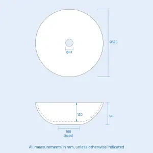 Nes Home Cloakroom 320mm Round Countertop Basin White