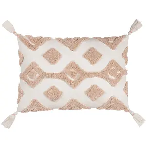 Geometric Rectangular Lumbar Pillow Cover Natural