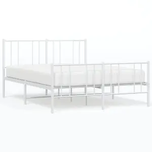 Berkfield Metal Bed Frame with Headboard and Footboard White 150x200 cm 5FT King Size